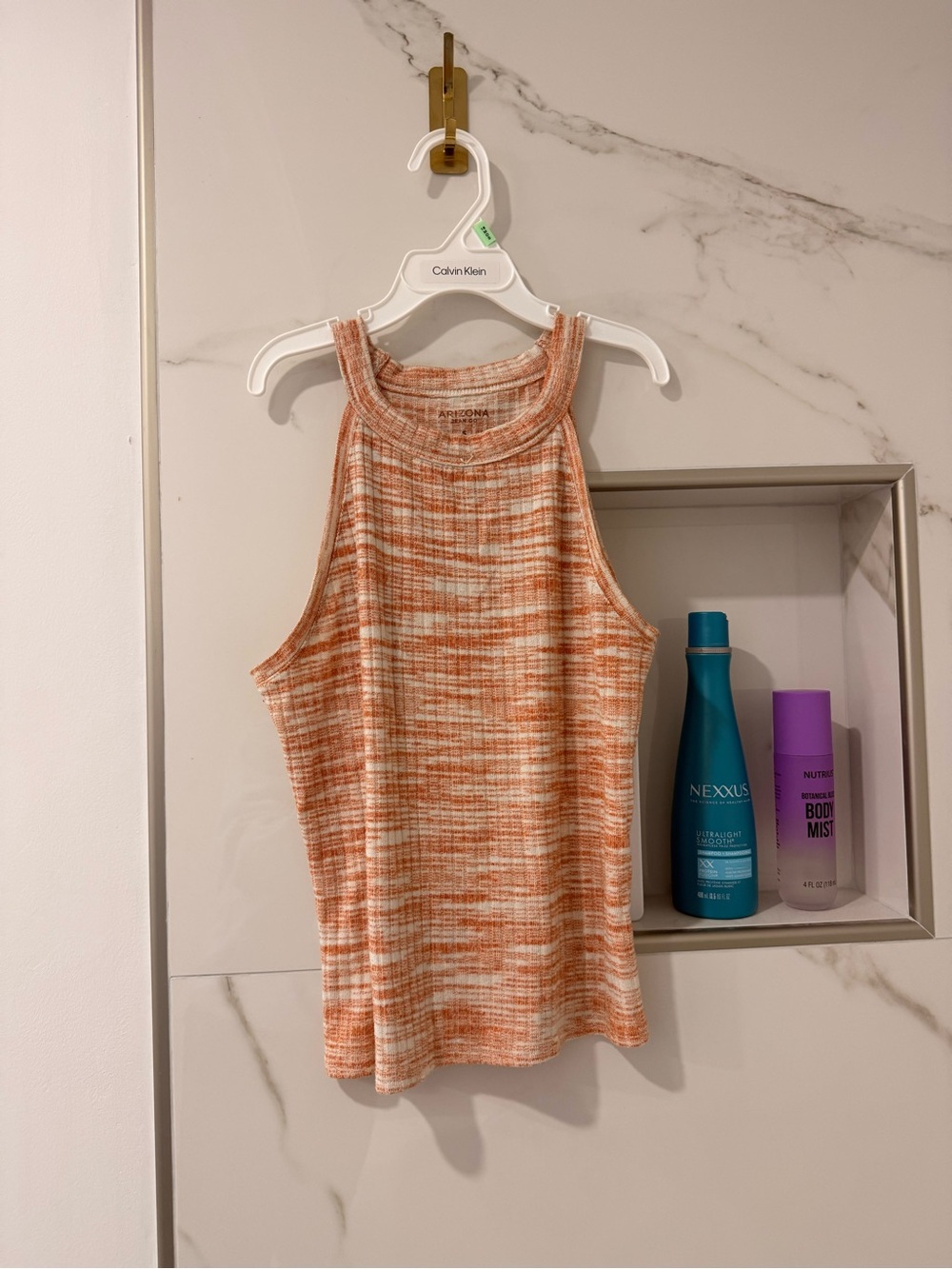 Arizona Jean Company Orange & White Ribbed High-Neck Tank
